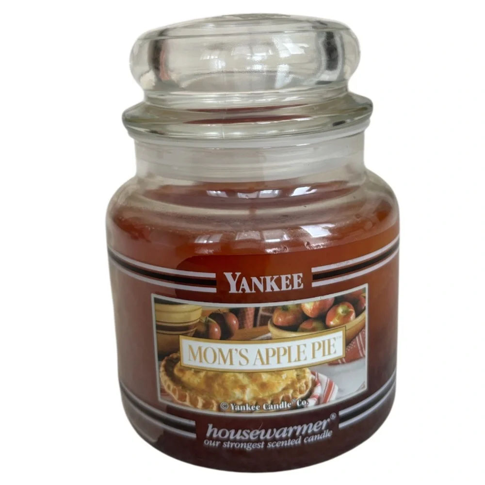 Yankee Candle Jar Mom’s Apple Pie Rare Vintage Black Band Orange 14.5 Oz